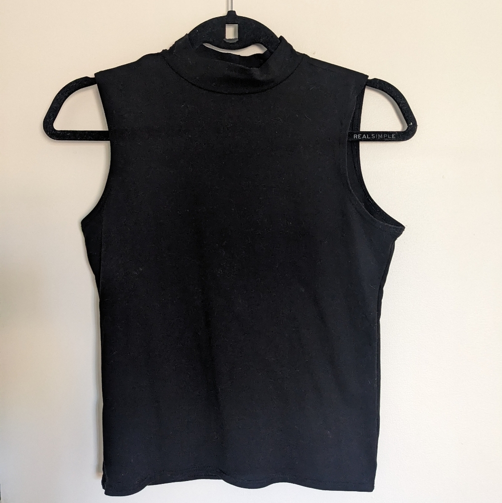 Simple Black Mock Neck Tank Top